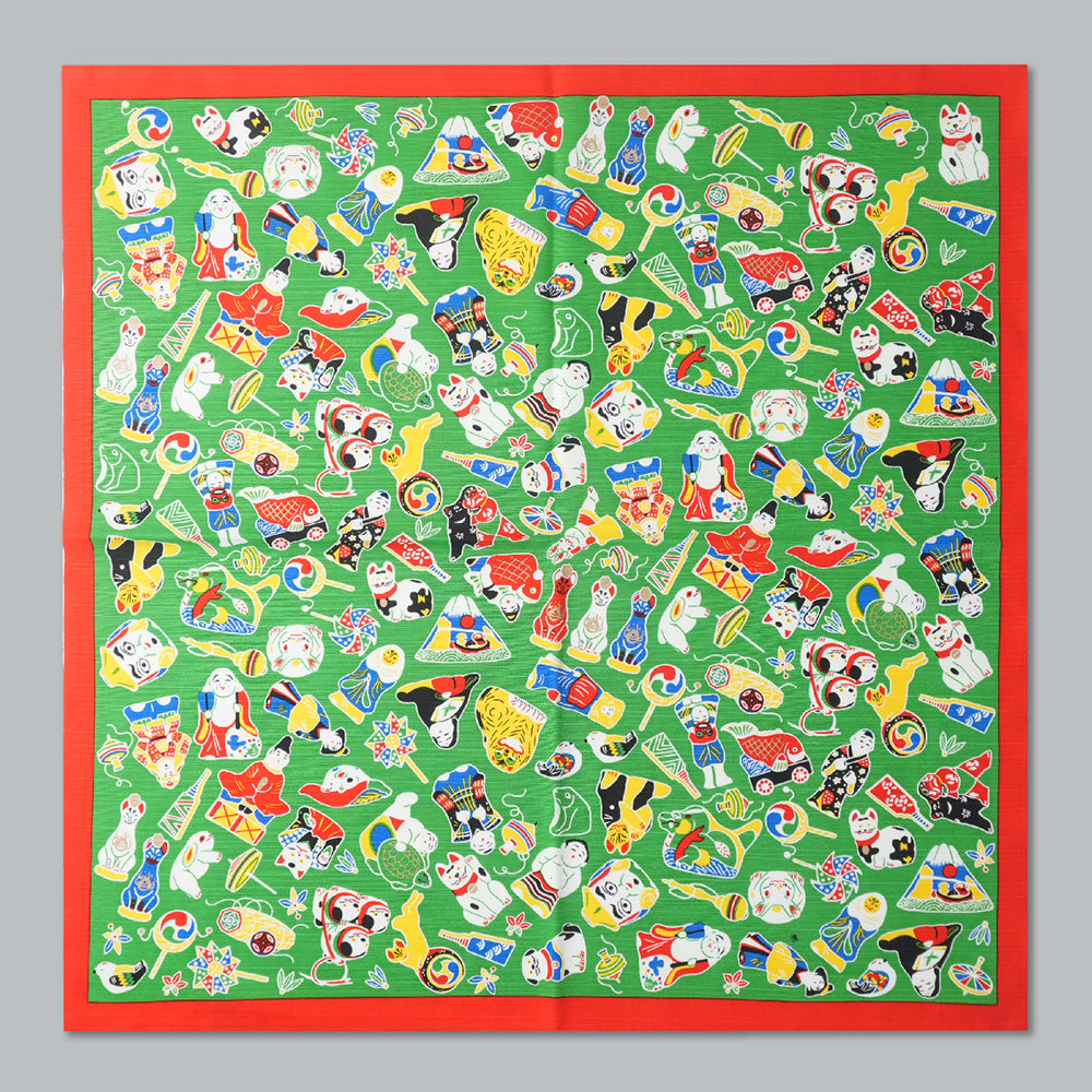 Furoshiki | Kyoto Toys Green | 100% cotton, 70cm, Made in Japan | Mashu KYOTO