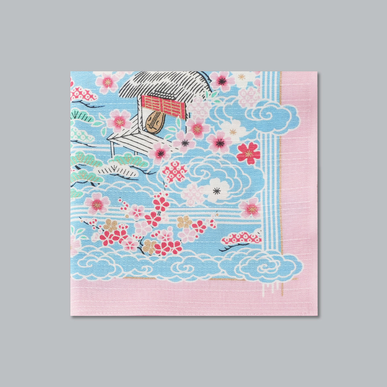 Furoshiki | Sakura Kasumi Goshokai Light blue | 100% cotton, 70cm, Made in Japan | Mashu KYOTO