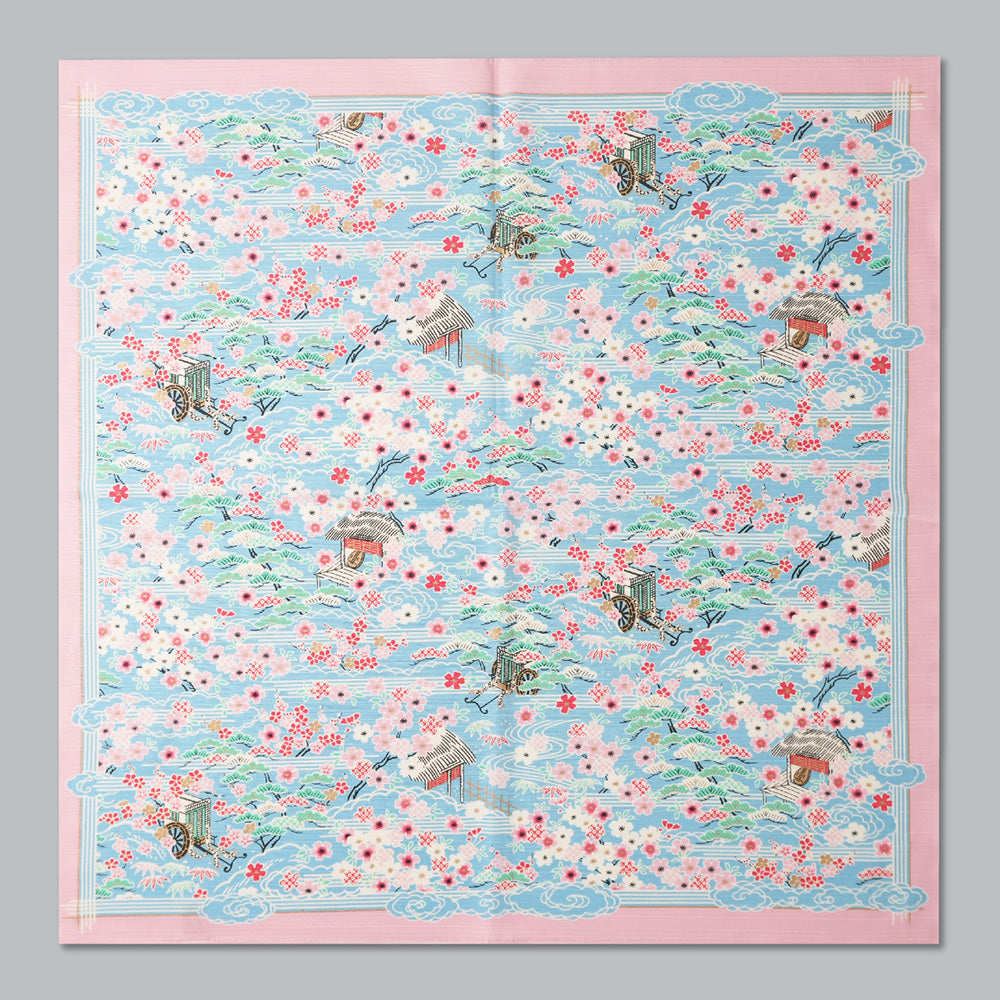 Furoshiki | Sakura Kasumi Goshokai Light blue | 100% cotton, 70cm, Made in Japan | Mashu KYOTO