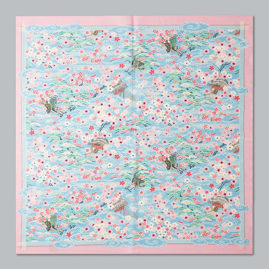 Furoshiki (tissu d'emballage) | Sakura Kasumi Goshokai Bleu clair | 100% coton, 70 cm, fabriqué au Japon | Mashu KYOTO