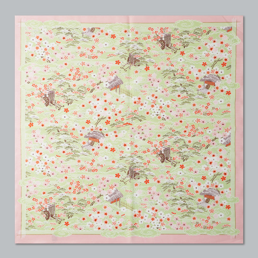 Furoshiki | Sakura Kasumi Goshokai Green | 100% cotton, 70cm, Made in Japan | Mashu KYOTO