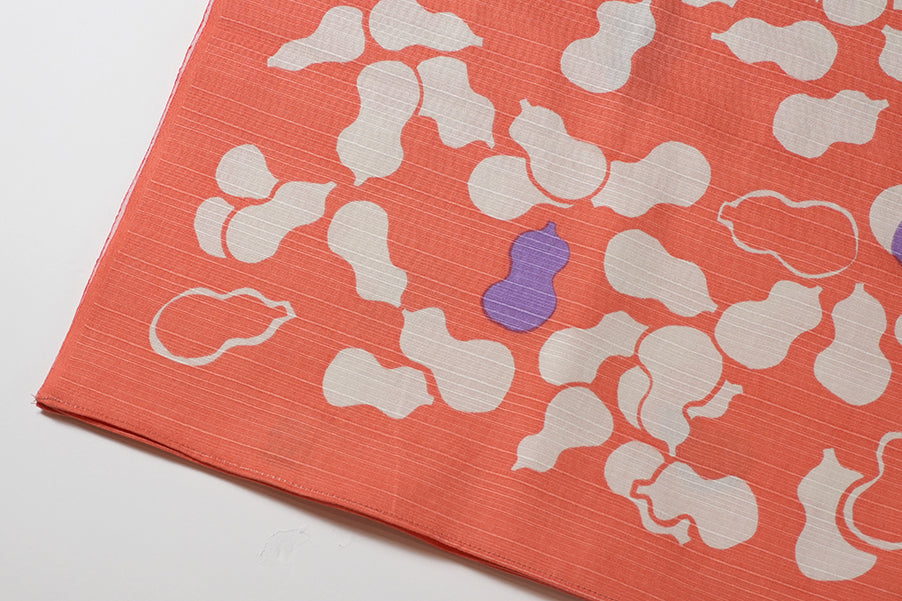 Furoshiki | Courge, Pêche | 100% coton, 70 cm, fabriqué au Japon | Mashu KYOTO