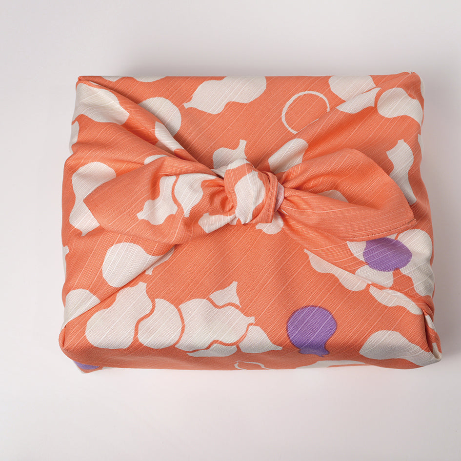 Furoshiki | Courge, Pêche | 100% coton, 70 cm, fabriqué au Japon | Mashu KYOTO