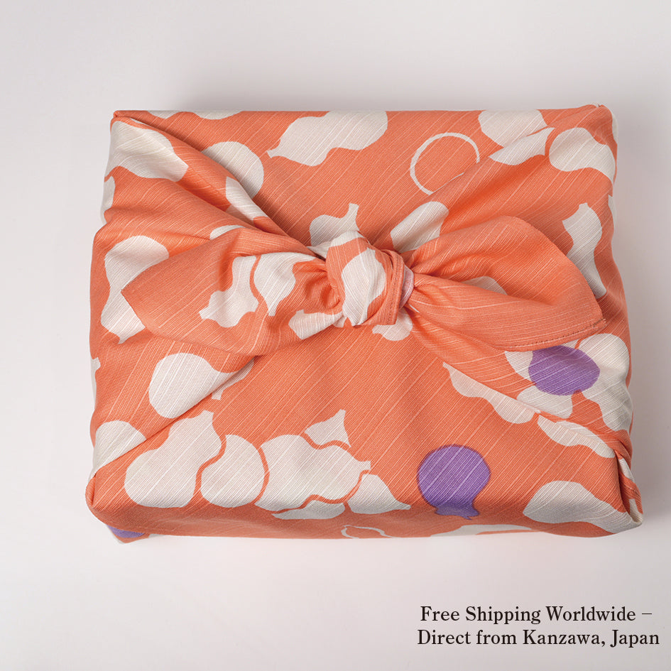 Furoshiki | Courge, Pêche | 100% coton, 70 cm, fabriqué au Japon | Mashu KYOTO