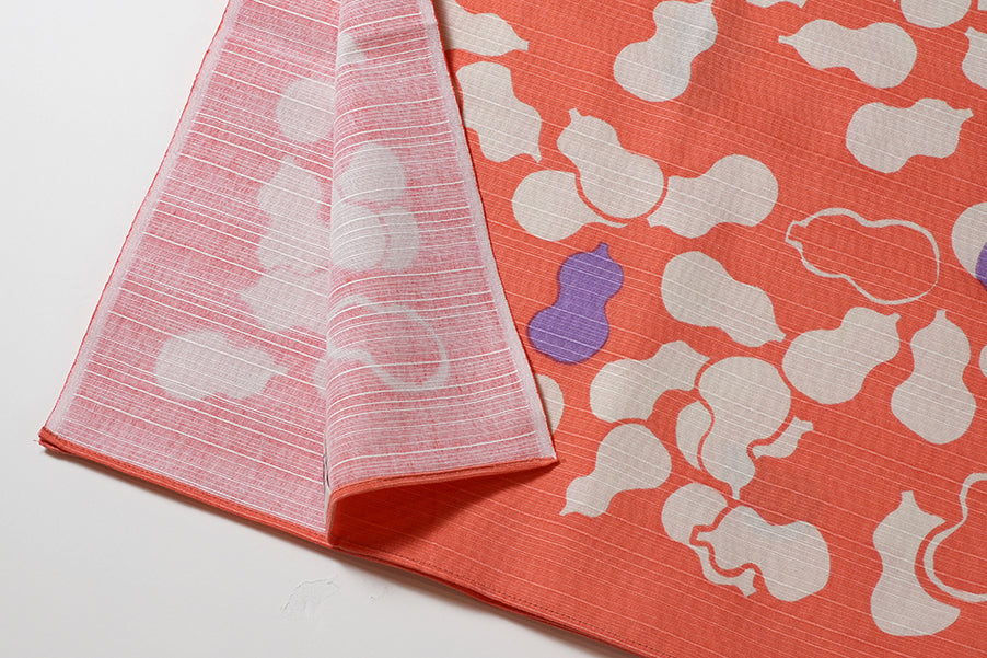 Furoshiki | Courge, Pêche | 100% coton, 70 cm, fabriqué au Japon | Mashu KYOTO