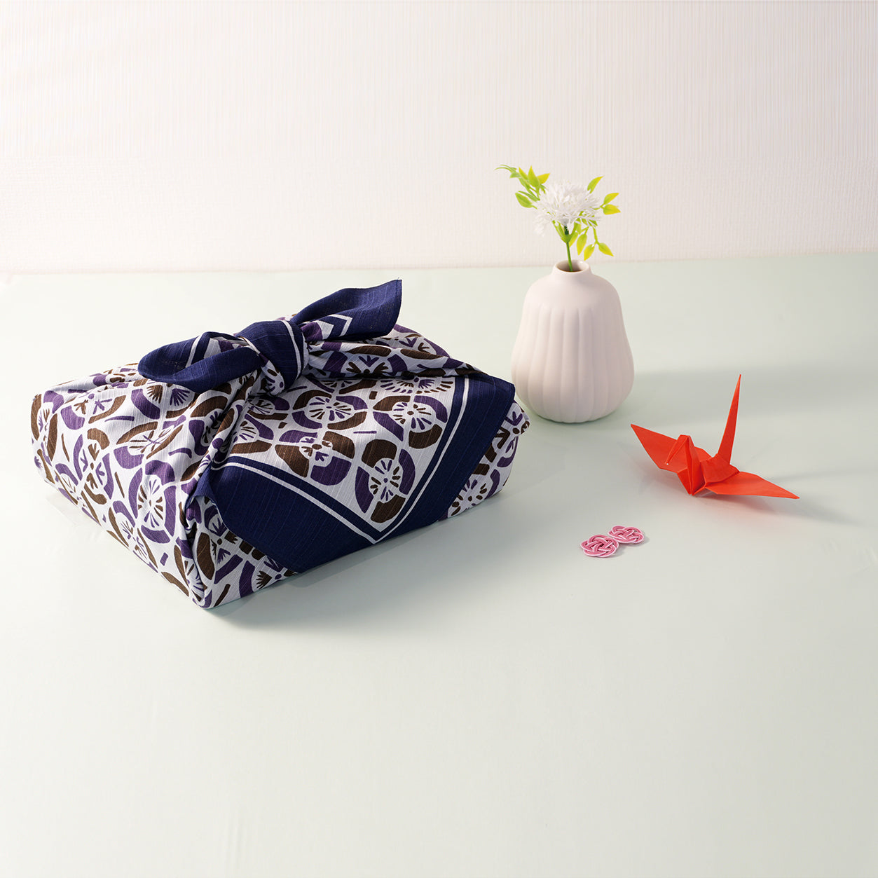 Furoshiki | Ventilateur, bleu | 100% coton, 70 cm, fabriqué au Japon | Mashu KYOTO