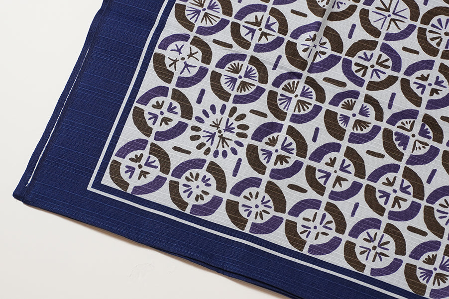 Furoshiki | Ventilateur, bleu | 100% coton, 70 cm, fabriqué au Japon | Mashu KYOTO