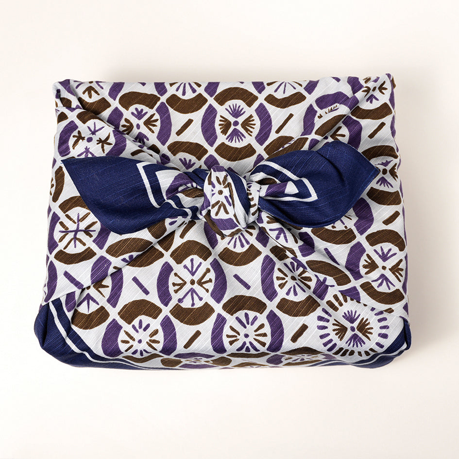 Furoshiki | Ventilateur, bleu | 100% coton, 70 cm, fabriqué au Japon | Mashu KYOTO