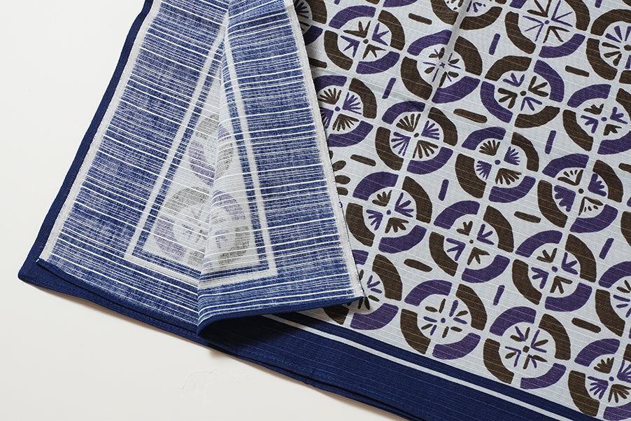 Furoshiki | Ventilateur, bleu | 100% coton, 70 cm, fabriqué au Japon | Mashu KYOTO