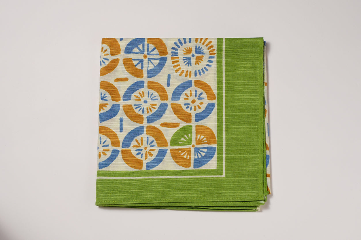 Furoshiki | Ventilateur, vert | 100% coton, 70 cm, fabriqué au Japon | Mashu KYOTO