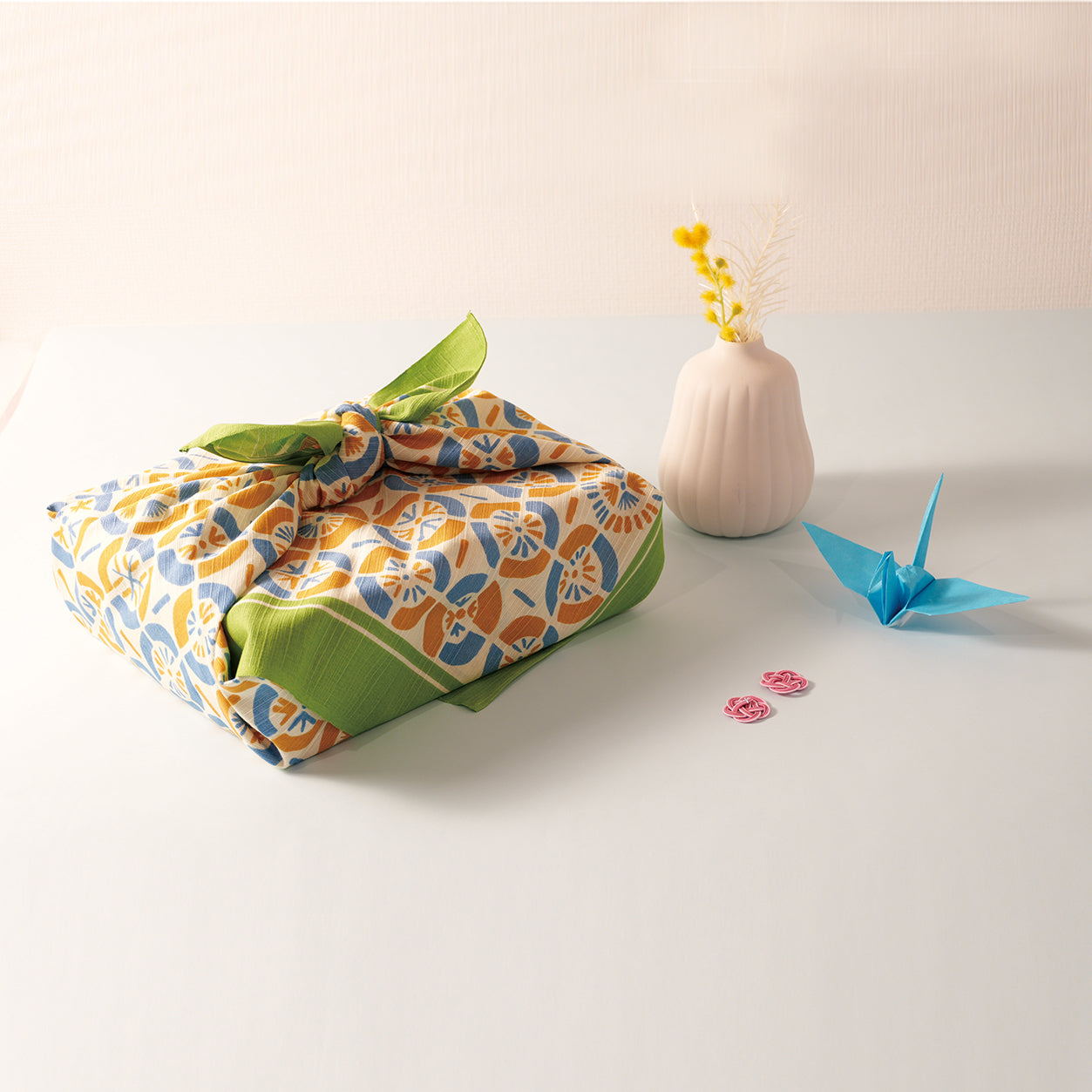 Furoshiki | Ventilateur, vert | 100% coton, 70 cm, fabriqué au Japon | Mashu KYOTO