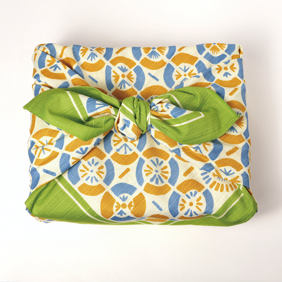 Furoshiki | Ventilateur, vert | 100% coton, 70 cm, fabriqué au Japon | Mashu KYOTO