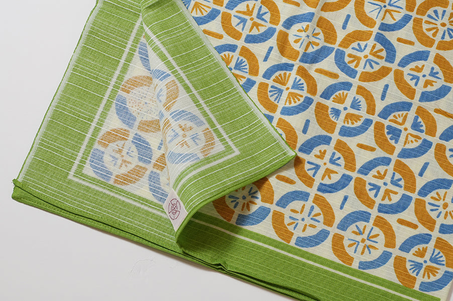 Furoshiki | Ventilateur, vert | 100% coton, 70 cm, fabriqué au Japon | Mashu KYOTO