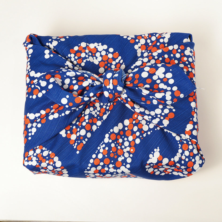 Furoshiki | Arabesque Bleu | 100% coton, 70 cm, fabriqué au Japon | Mashu KYOTO