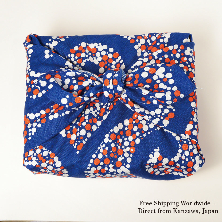 Furoshiki | Arabesque Bleu | 100% coton, 70 cm, fabriqué au Japon | Mashu KYOTO