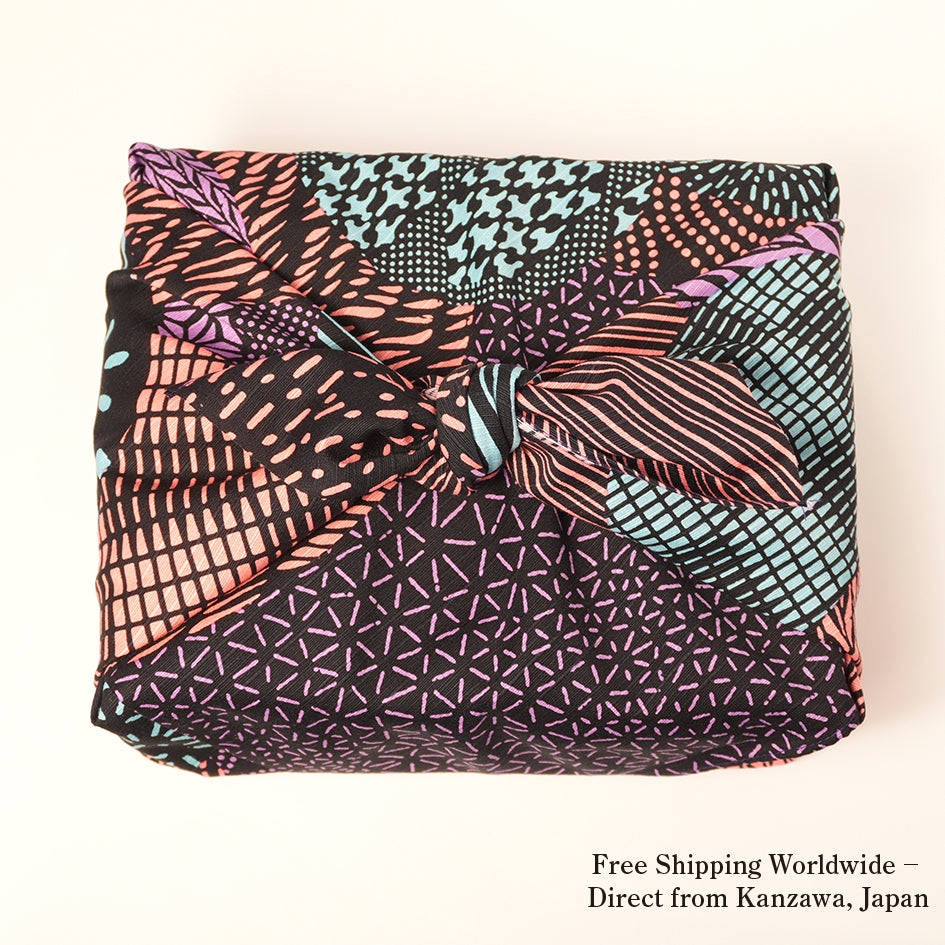 Japanese Furoshiki Wrap – Wagara Marutori Komon Purple | Hand-Dyed in Kyoto | Sustainable Cotton Gift Wrap