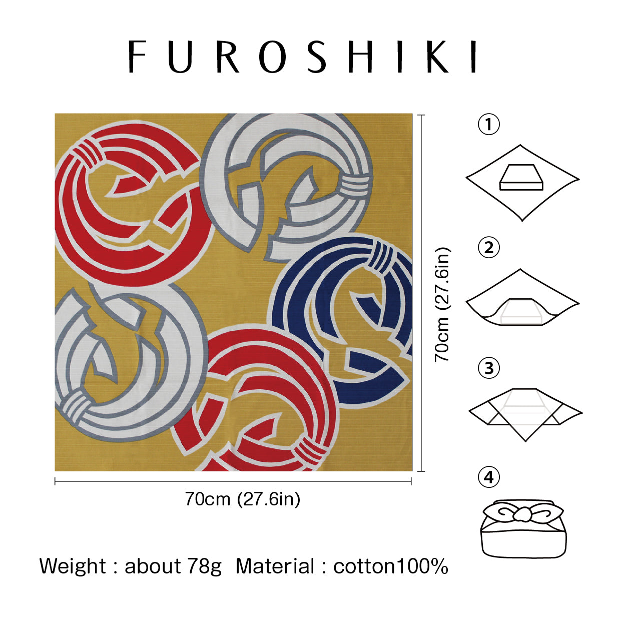 Japanese Furoshiki Wrap – Wagara Marunoshi Yellow | Hand-Dyed in Kyoto | Sustainable Cotton Gift Wrap