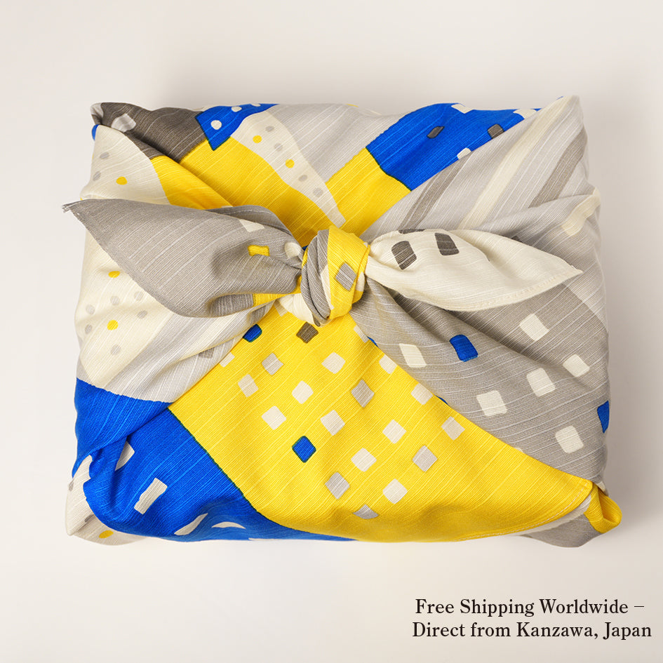 Japanese Furoshiki Wrap – Wagara City Lights, Gray | Hand-Dyed in Kyoto | Sustainable Cotton Gift Wrap