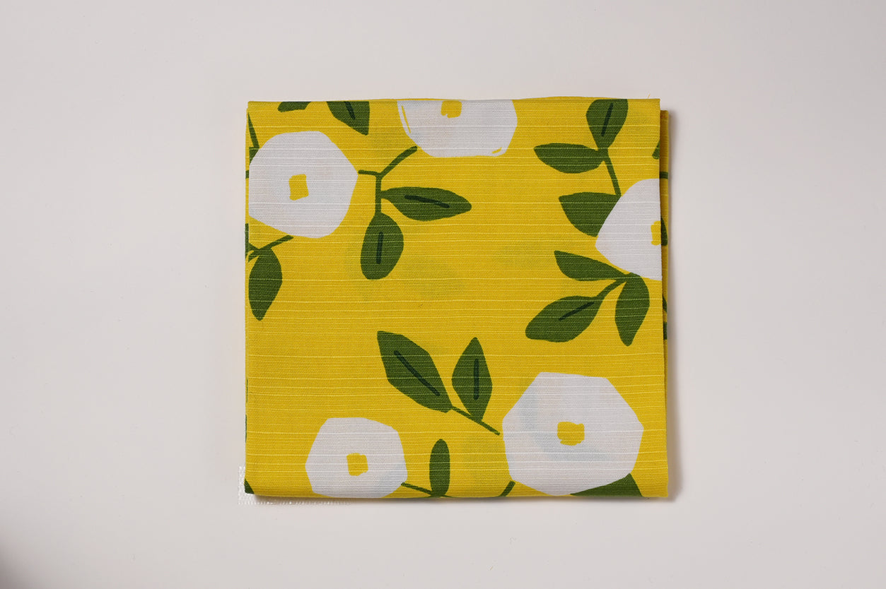 Furoshiki | Hirugao Jaune | 100% coton, 70 cm, fabriqué au Japon | Mashu KYOTO