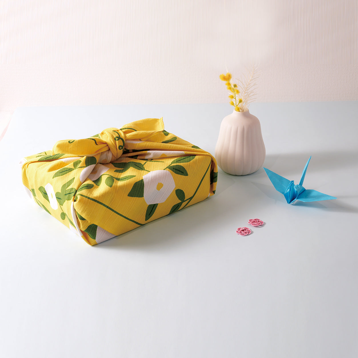 Furoshiki | Hirugao Jaune | 100% coton, 70 cm, fabriqué au Japon | Mashu KYOTO