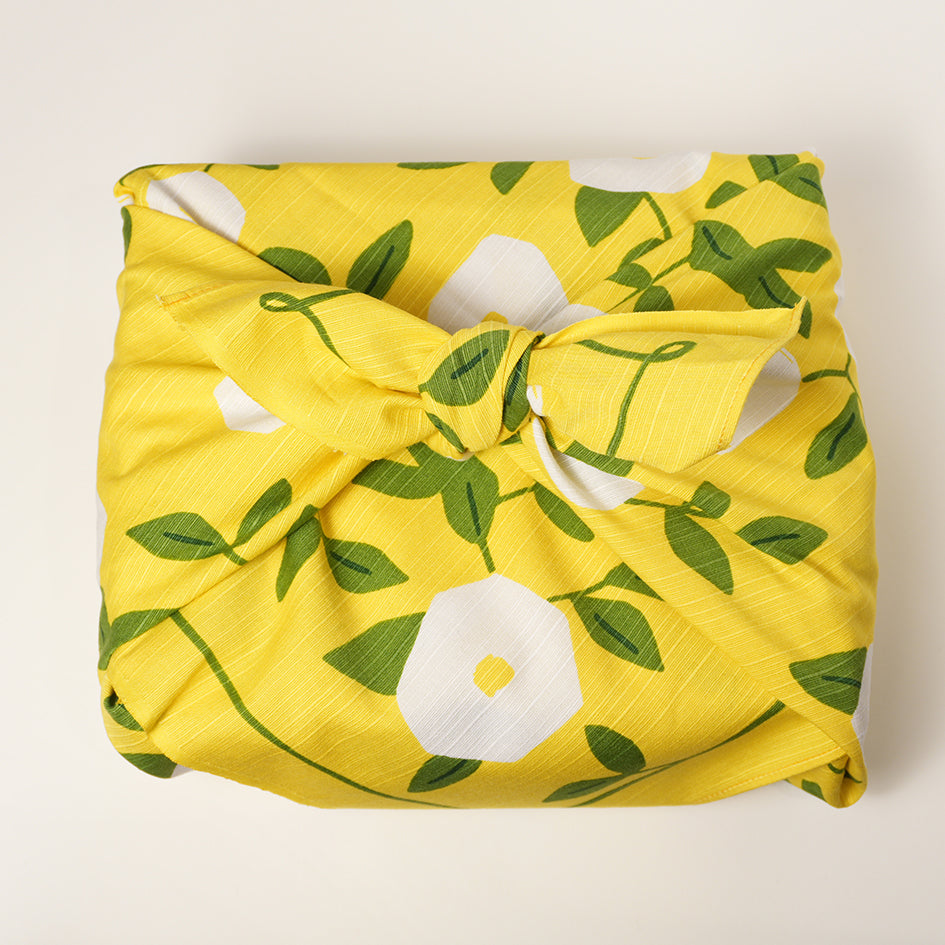 Furoshiki | Hirugao Jaune | 100% coton, 70 cm, fabriqué au Japon | Mashu KYOTO