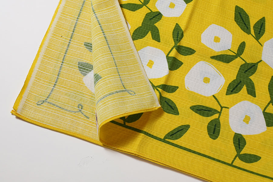 Furoshiki | Hirugao Jaune | 100% coton, 70 cm, fabriqué au Japon | Mashu KYOTO