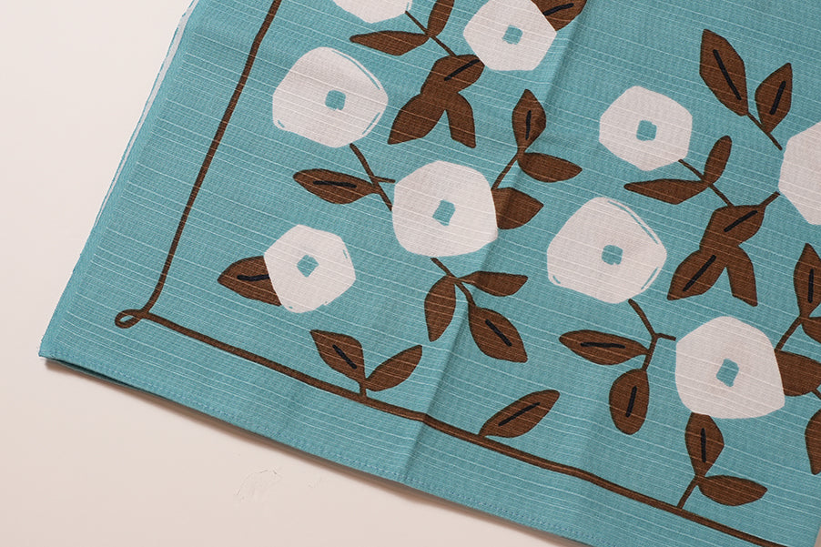 Furoshiki (tissu d'emballage de style japonais) | Hirugao bleu clair | 100% coton, 70 cm, fabriqué au Japon | Mashu KYOTO