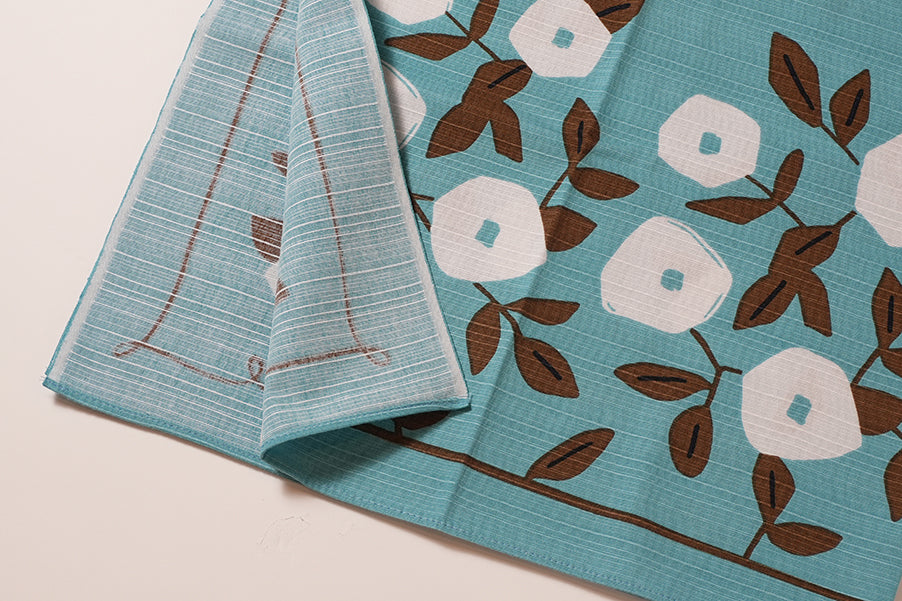 Furoshiki (tissu d'emballage de style japonais) | Hirugao bleu clair | 100% coton, 70 cm, fabriqué au Japon | Mashu KYOTO