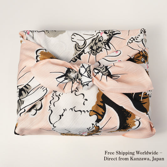 風呂敷|猫 ピンク|綿100%・70cm・日本製|mashu KYOTO