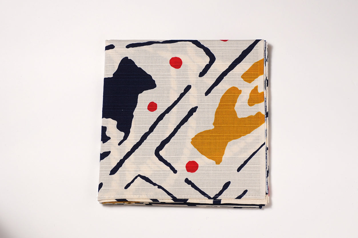 Furoshiki | Tsuyoku ni Tsuyokusa (Fleurs de rosée dans un vase) - Naturel | 100% coton, 70 cm, fabriqué au Japon | Mashu KYOTO