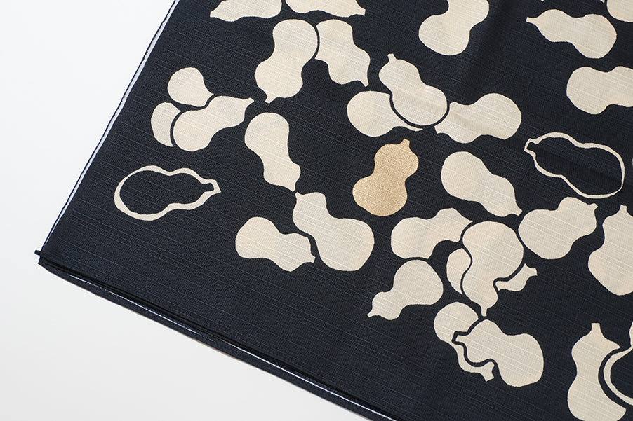 Japanese Furoshiki Wrap – Wagara Gourd Black | Hand-Dyed in Kyoto | Sustainable Cotton Gift Wrap