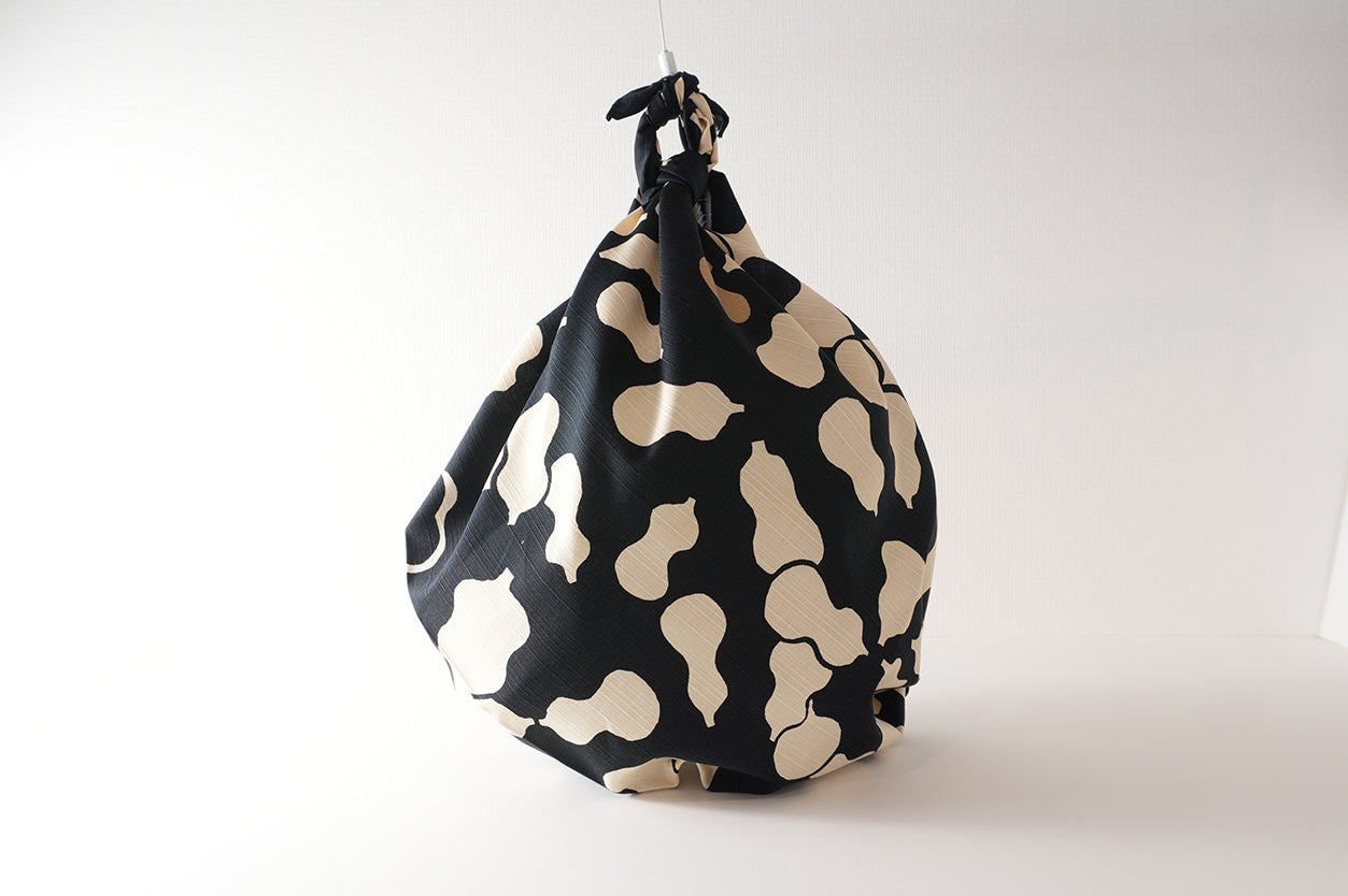 Japanese Furoshiki Wrap – Wagara Gourd Black | Hand-Dyed in Kyoto | Sustainable Cotton Gift Wrap