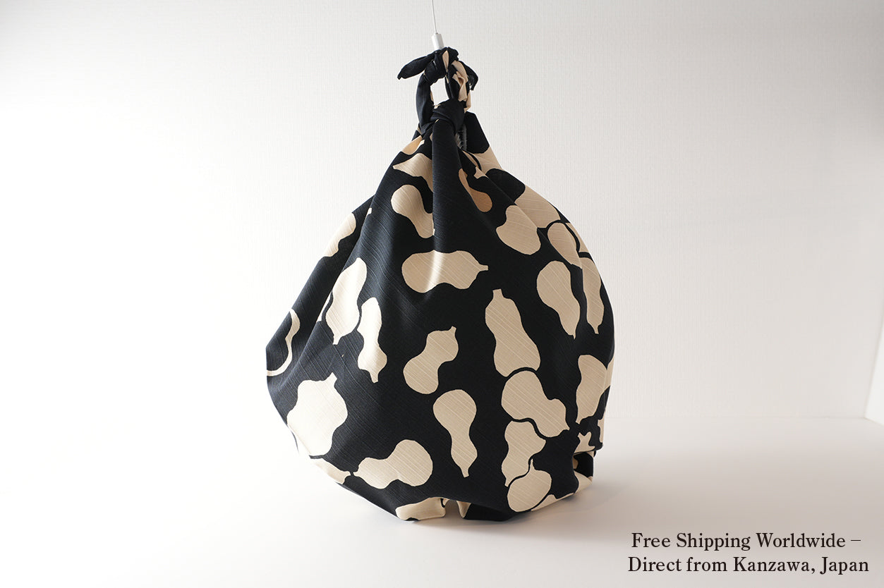Japanese Furoshiki Wrap – Wagara Gourd Black | Hand-Dyed in Kyoto | Sustainable Cotton Gift Wrap