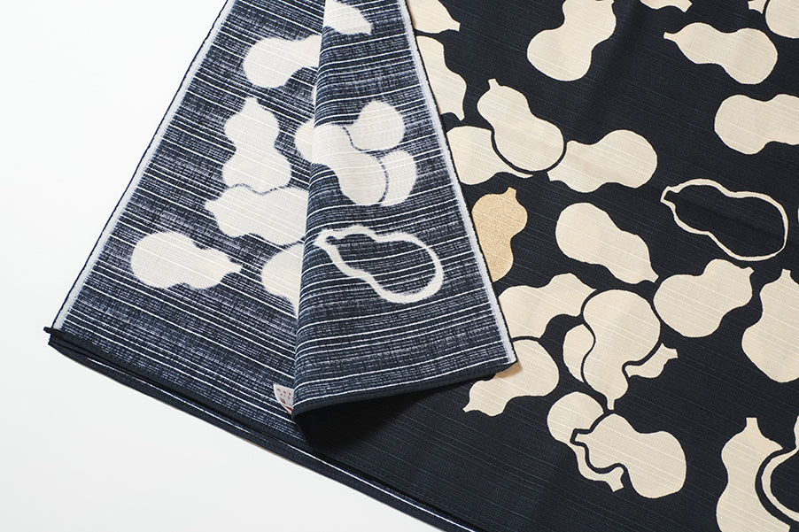 Japanese Furoshiki Wrap – Wagara Gourd Black | Hand-Dyed in Kyoto | Sustainable Cotton Gift Wrap
