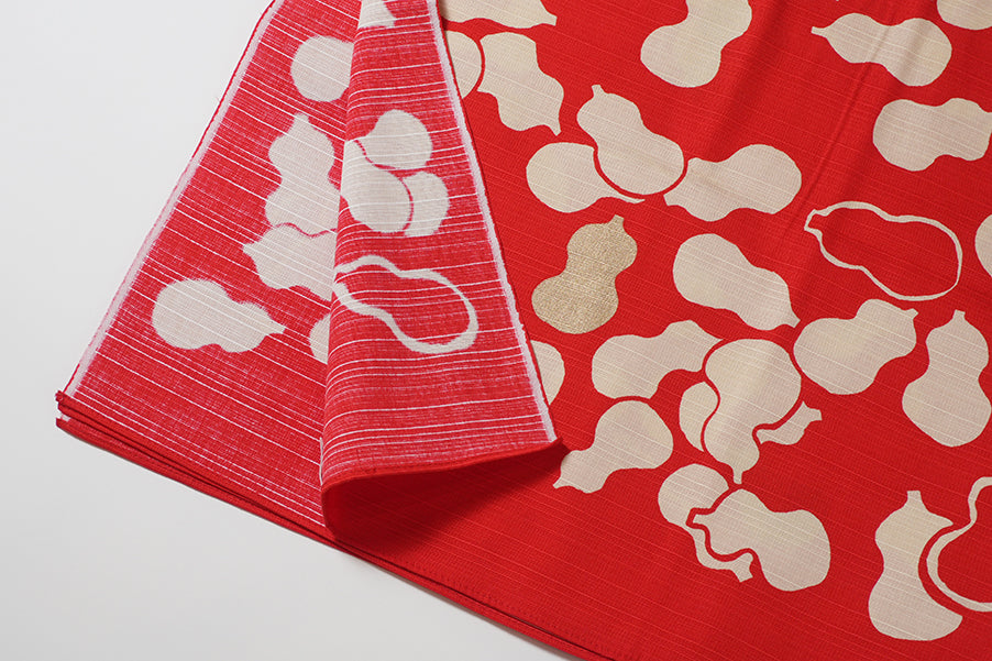 Furoshiki (Wrapping Cloth) | Red Gourd (with Foil) | 100% Cotton, 90cm, Made in Japan | Mashu KYOTO