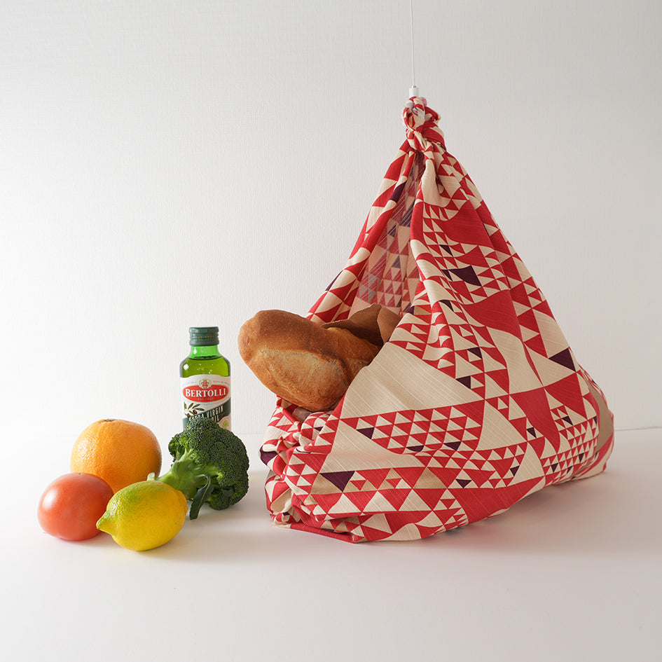 Japanese Furoshiki Wrap – Wagara Uroko Red | Hand-Dyed in Kyoto | Sustainable Cotton Gift Wrap