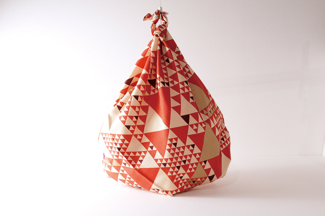 Japanese Furoshiki Wrap – Wagara Uroko Red | Hand-Dyed in Kyoto | Sustainable Cotton Gift Wrap