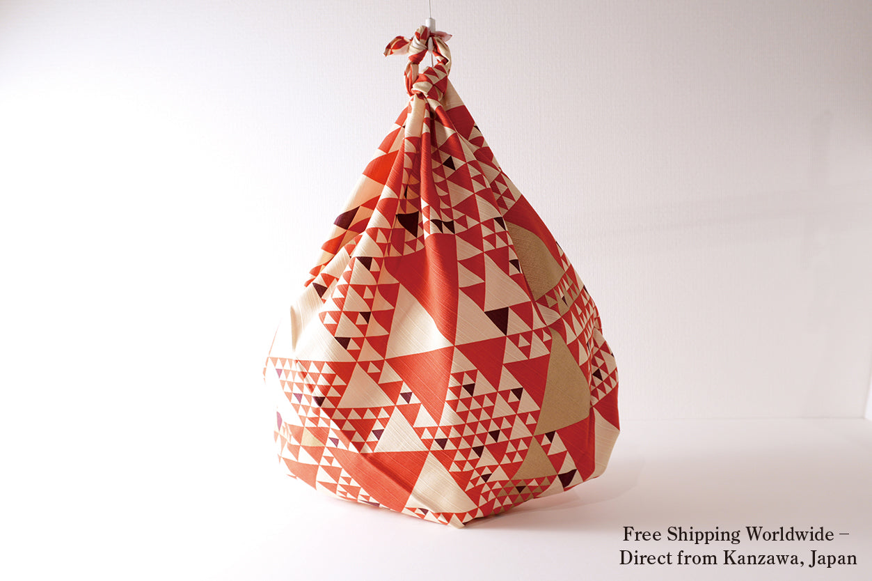 Japanese Furoshiki Wrap – Wagara Uroko Red | Hand-Dyed in Kyoto | Sustainable Cotton Gift Wrap