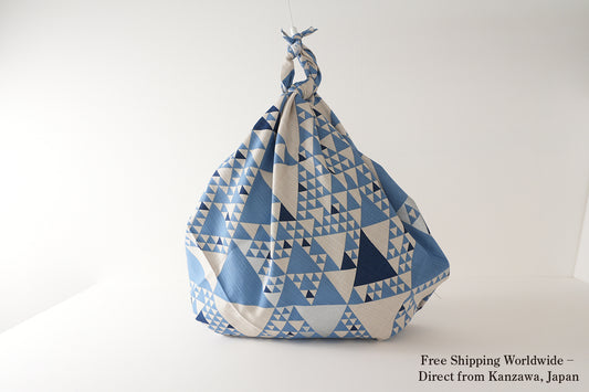 Furoshiki (tissu d'emballage) | Uroko, bleu-gris | 100% coton, 90 cm, fabriqué au Japon | Mashu KYOTO