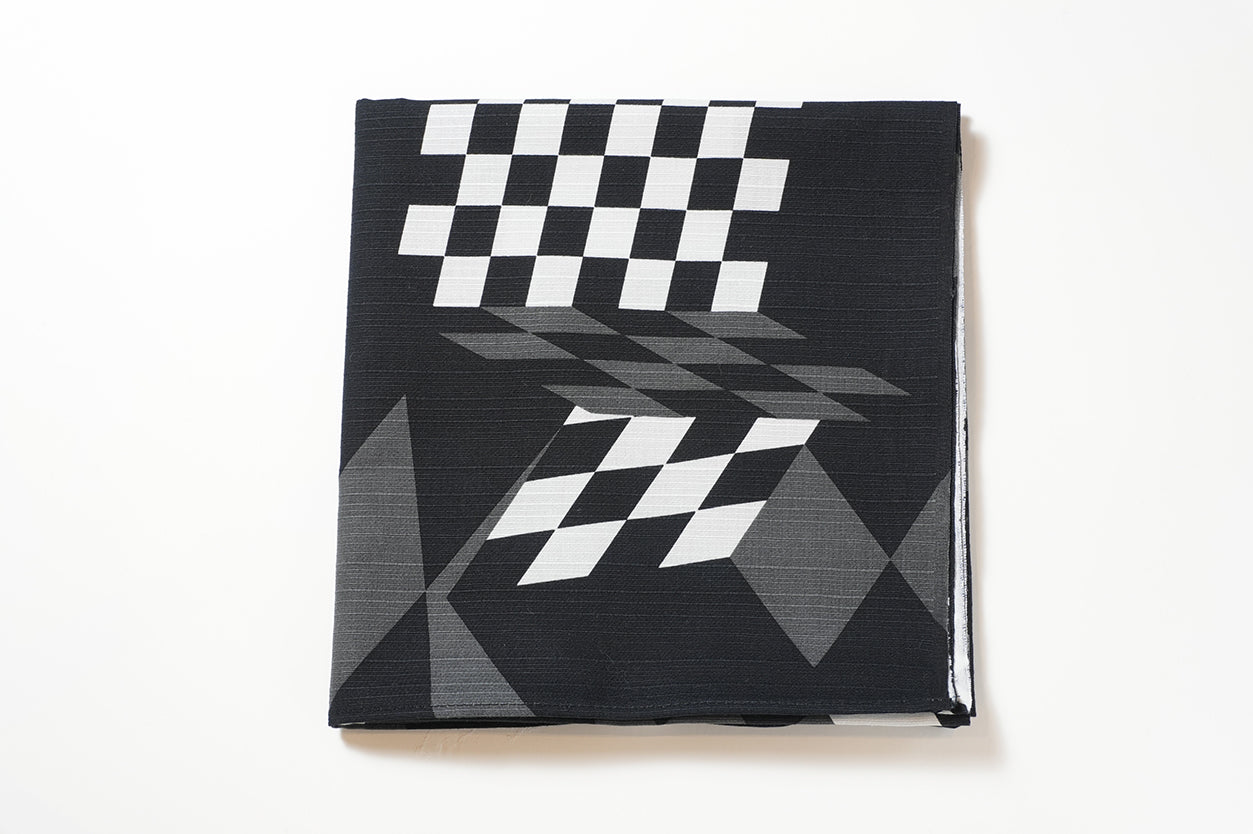 Furoshiki | Ichimatsu Noir | 100% coton, 90 cm, fabriqué au Japon | Mashu KYOTO