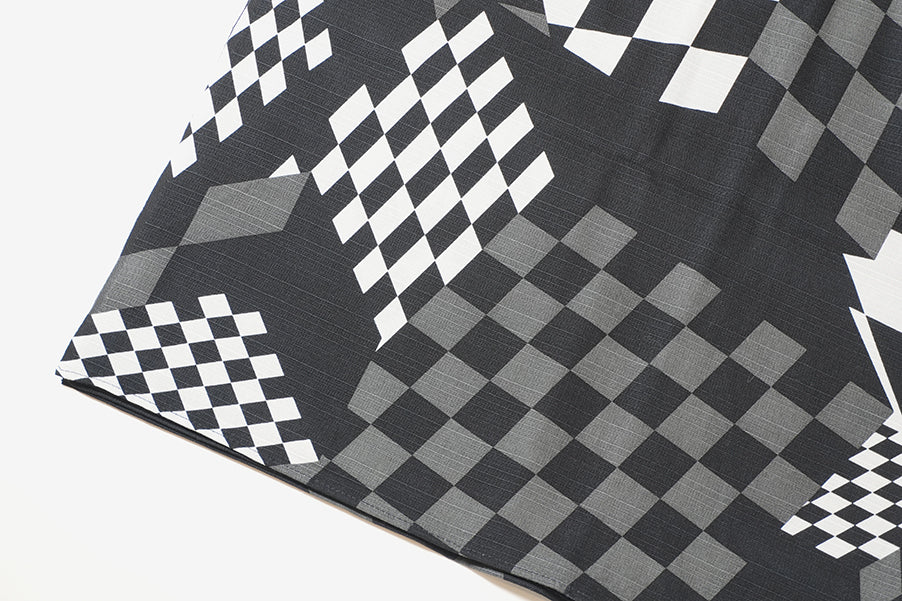 Furoshiki | Ichimatsu Noir | 100% coton, 90 cm, fabriqué au Japon | Mashu KYOTO