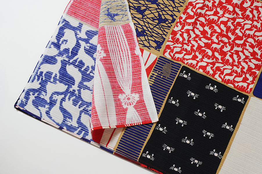 Japanese Furoshiki Wrap – Wagara Checkered Pattern | Hand-Dyed in Kyoto | Sustainable Cotton Gift Wrap