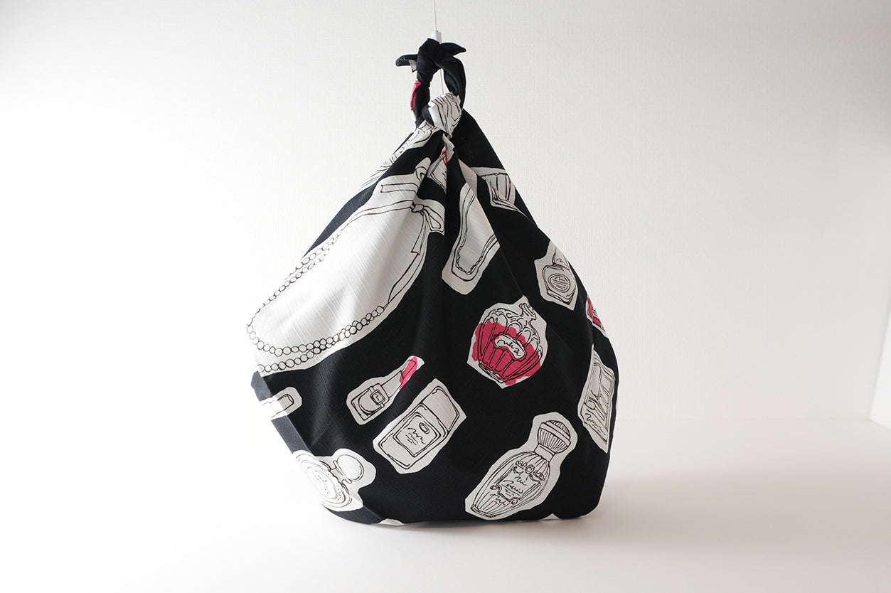 Japanese Furoshiki Wrap – Wagara Cosmetics Black | Hand-Dyed in Kyoto | Sustainable Cotton Gift Wrap