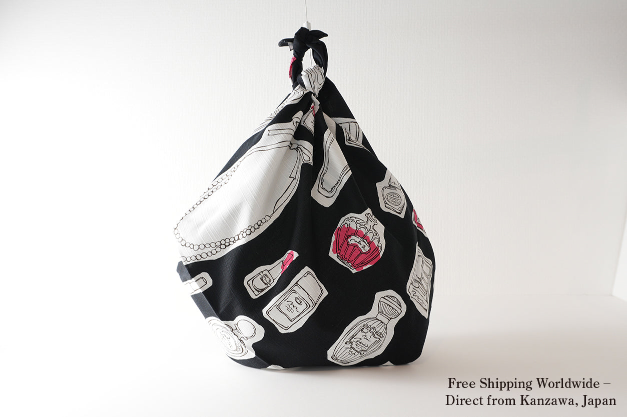 Japanese Furoshiki Wrap – Wagara Cosmetics Black | Hand-Dyed in Kyoto | Sustainable Cotton Gift Wrap