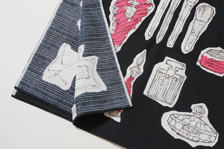 Japanese Furoshiki Wrap – Wagara Cosmetics Black | Hand-Dyed in Kyoto | Sustainable Cotton Gift Wrap