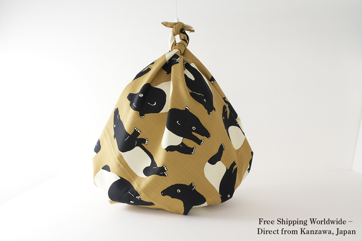 Furoshiki (tissu d'emballage) | Bakou Kaki | 100% coton, 90 cm, fabriqué au Japon | Mashu KYOTO