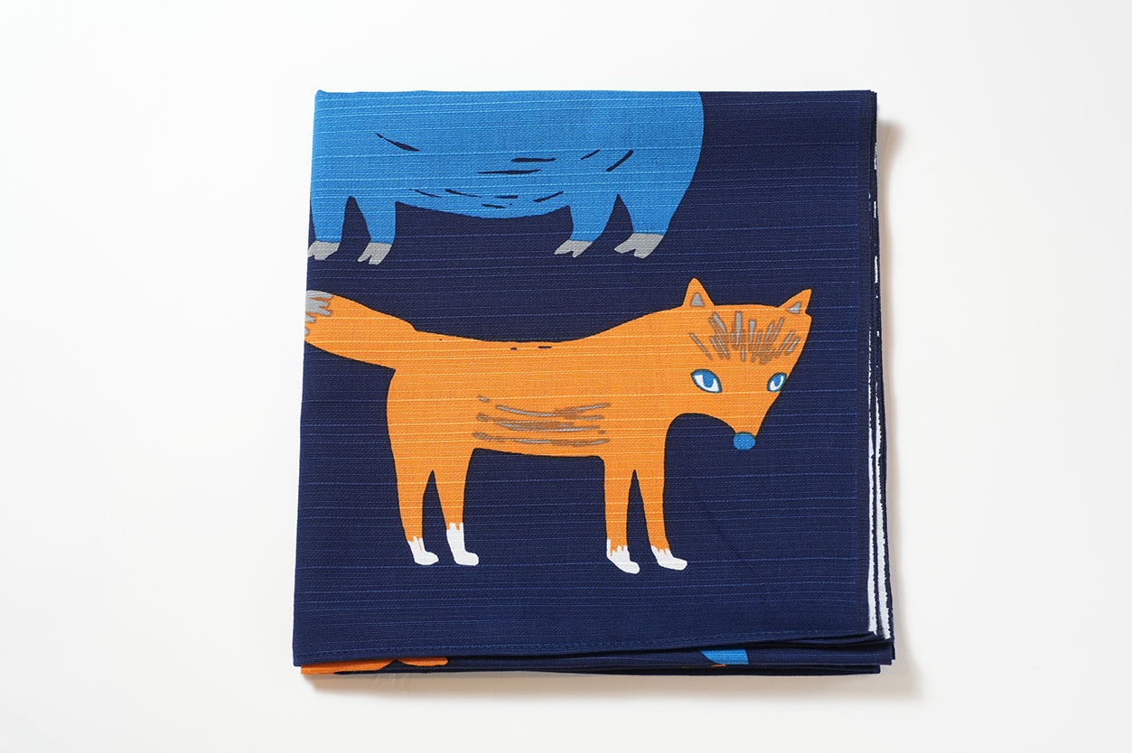 Japanese Furoshiki Wrap – Wagara Happy Animals | Hand-Dyed in Kyoto | Sustainable Cotton Gift Wrap