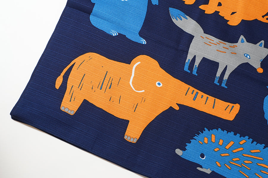 Japanese Furoshiki Wrap – Wagara Happy Animals | Hand-Dyed in Kyoto | Sustainable Cotton Gift Wrap