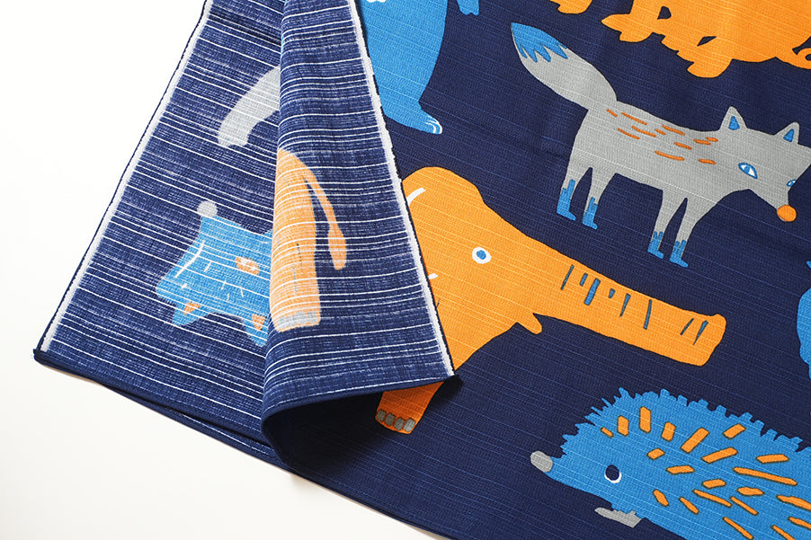 Japanese Furoshiki Wrap – Wagara Happy Animals | Hand-Dyed in Kyoto | Sustainable Cotton Gift Wrap