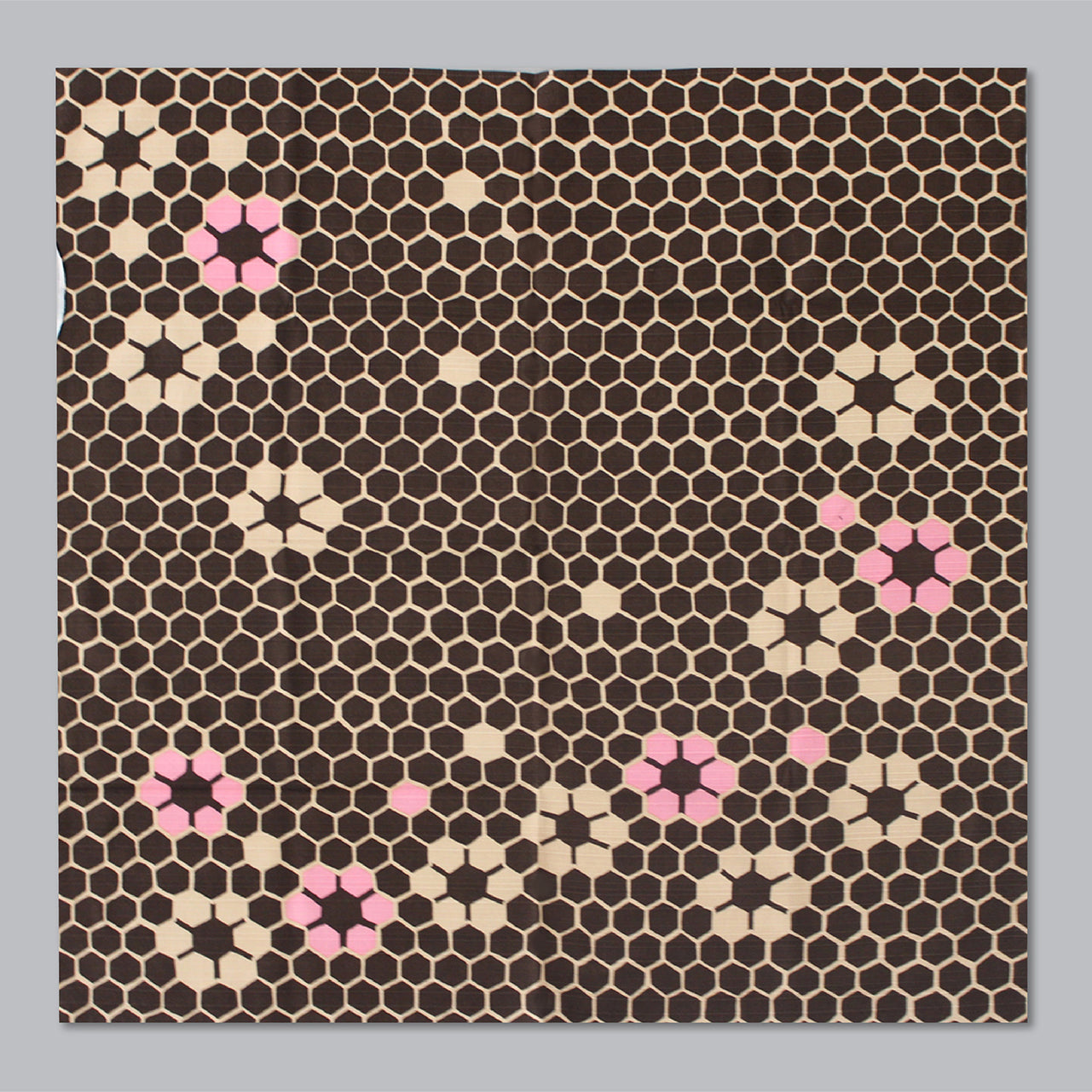 Furoshiki (tissu d'emballage) | Hexagonal, marron | 100% coton, 70 cm, fabriqué au Japon | Mashu KYOTO